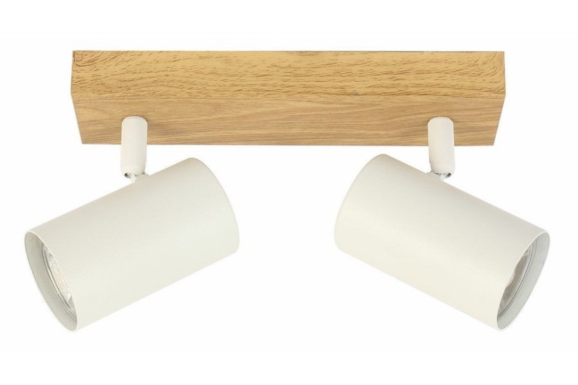 Spot sufitowy jasne drewno-biały Quentin 2xGU10x15W wym:12x26x6cm Reality 866054