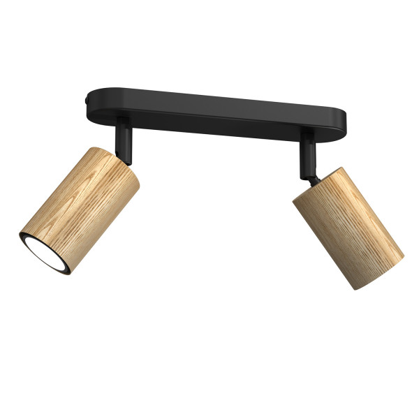 Spot sufitowy jasne drewno-czarny Nisse 2xGU10x8W wym:17x24,5x6cm Luminex 865968