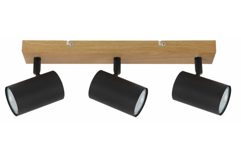 Spot sufitowy jasne drewno-czarny Quentin 3xGU10x15W wym:12x46x6cm Reality 866039
