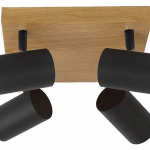 Spot sufitowy jasne drewno-czarny Quentin 4xGU10x12W wym:12x25x25cm Reality 866023 Spot sufitowy jasne drewno-czarny Quentin 4xGU10x12W wym:12x25x25cm Reality 866023