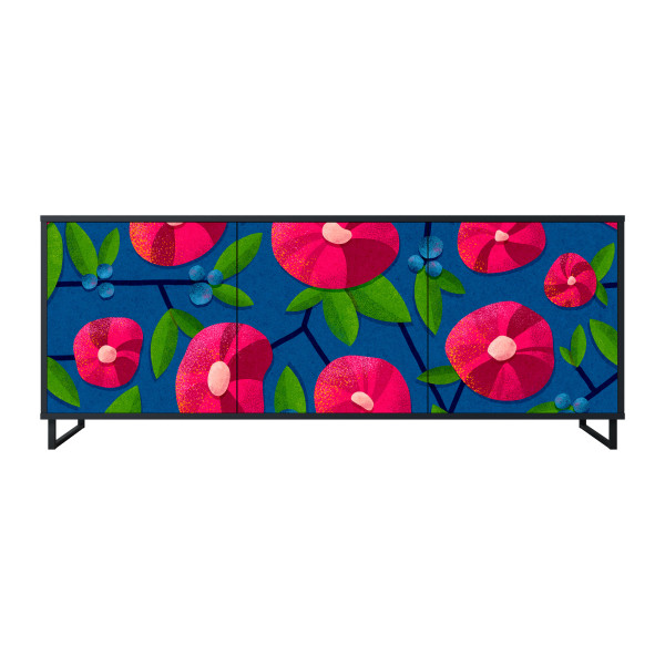 SPRING THOUGHTS Komoda 3 drzwi Czarna-Metalowa ramka czarna 442300