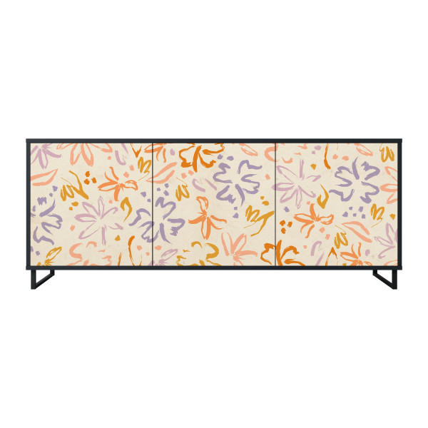SPRING WHIMSY Komoda 3 drzwi Czarna-Metalowa ramka czarna 441654