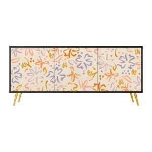 SPRING WHIMSY Komoda 3 drzwi Czarna-Metalowa szpilka złota 442198