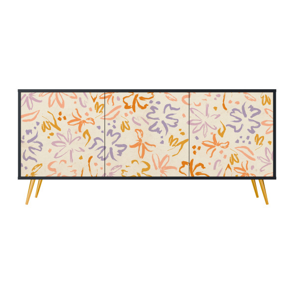 SPRING WHIMSY Komoda 3 drzwi Czarna-Metalowa szpilka złota 442198
