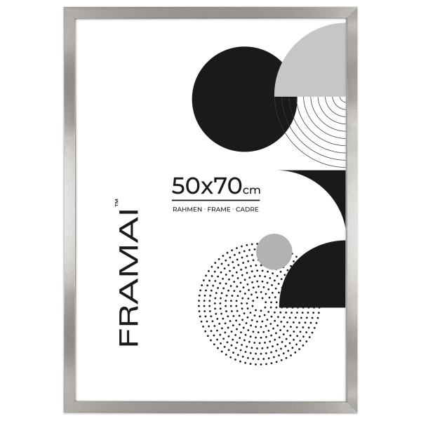 Srebrna ramka na zdjęcia 50x70 cm rama prostokątna FRAMAI® 974063