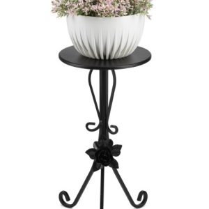 Stabilny kwietnik metalowy czarny z różą 55 cm 303224 Stabilny kwietnik metalowy czarny z różą 55 cm 303224
