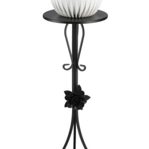 Stabilny kwietnik metalowy czarny z różą 75 cm 303233 Stabilny kwietnik metalowy czarny z różą 75 cm 303233