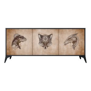 STEAMPUNK CLAN Komoda 3 drzwi Czarna-Metalowa gwiazdka czarna 442200