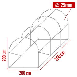 Stelaż Do Tunelu Szklarniowego PREMIUM Szkielet 2x3m rurki 25mm 222331 Stelaż Do Tunelu Szklarniowego PREMIUM Szkielet 2x3m rurki 25mm 222331