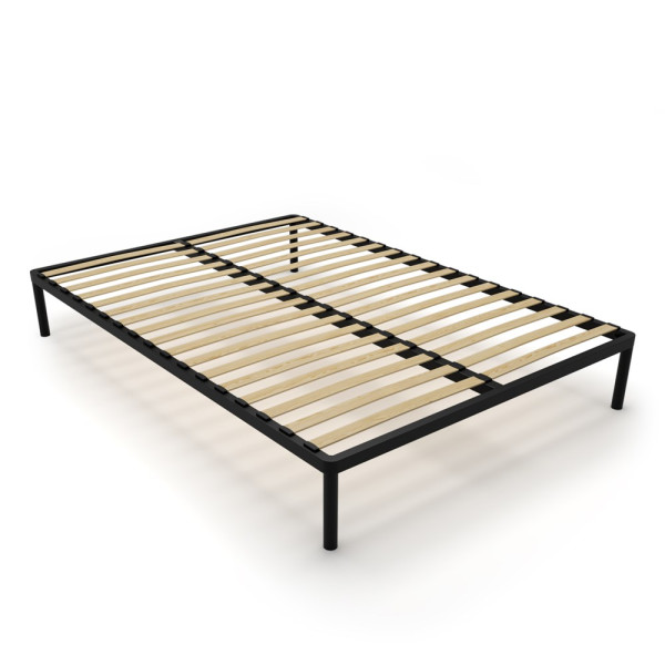 Stelaż Łóżka BED ALU 140x200 Metalowy Drewniane Listwy Nowoczesny czarny 954092