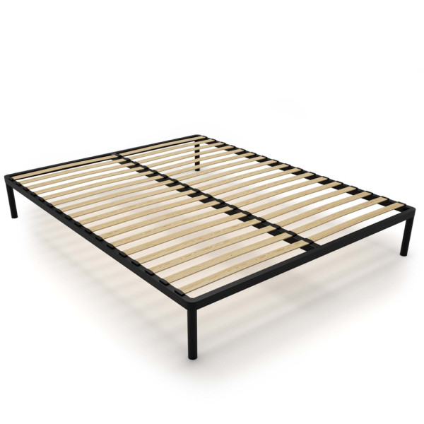 Stelaż Łóżka BED ALU 160x200 Metalowy Drewniane Listwy Nowoczesny czarny 954090