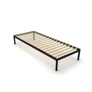 Stelaż Łóżka BED ALU 80×200 Metalowy Drewniane Listwy Nowoczesny czarny 954091