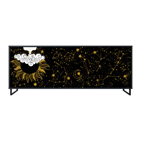 STELLAR CONSTELLATIONS Komoda 3 drzwi Czarna-Metalowa ramka czarna 442089