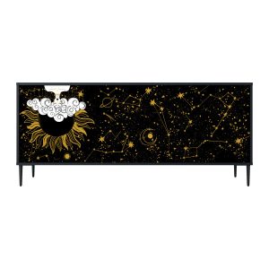 STELLAR CONSTELLATIONS Komoda 3 drzwi Czarna-Metalowa szpilka czarna 442346 STELLAR CONSTELLATIONS Komoda 3 drzwi Czarna-Metalowa szpilka czarna 442346