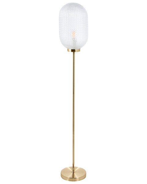 Stojąca lampka z żelazną podstawą i kloszem złota 870431