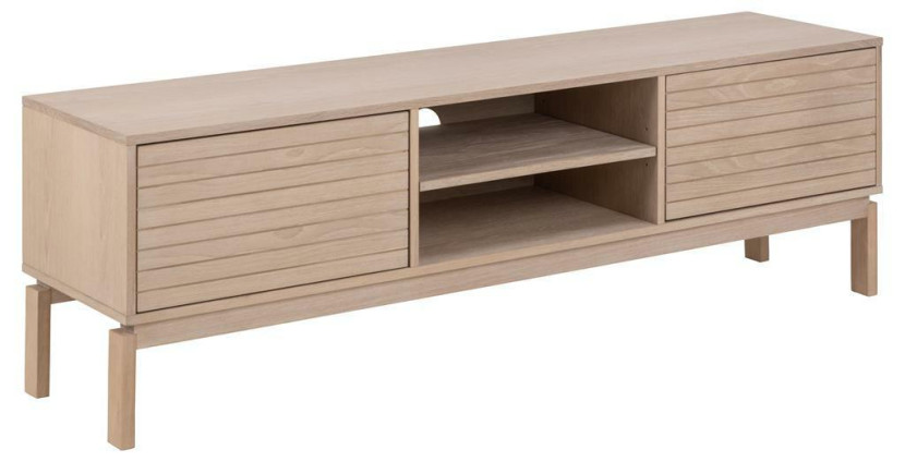 Stojąca SZAFKA RTV Linley DĄB BIELONY 160cm 2 PÓŁKI I SZAFKI 288582
