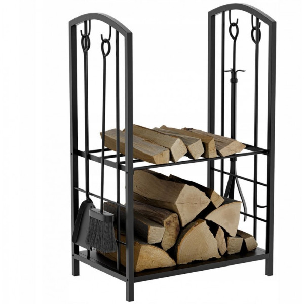 Stojak, Kosz metalowy na drewno kominkowe z akcesoriami 73x40x30cm SND05 710680