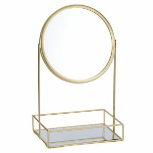 Stojak na biżuterię z lusterkiem w kolorze złota h32 cm 989879 Stojak na biżuterię z lusterkiem w kolorze złota h32 cm 989879