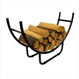 Stojak na drewno kominkowe metalowy czarny półokrągły regał na opał loft 795468 Stojak na drewno kominkowe metalowy czarny półokrągły regał na opał loft 795468