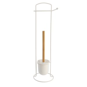 Stojak na papier szczotka toaletowy WC 2w1 biała nowoczesna 58,5 cm 432129 Stojak na papier szczotka toaletowy WC 2w1 biała nowoczesna 58,5 cm 432129