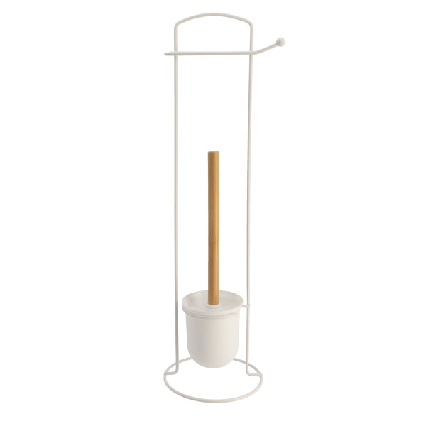 Stojak na papier szczotka toaletowy WC 2w1 biała nowoczesna 58,5 cm 432129