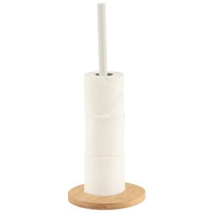 Stojak na papier toaletowy bambus metal biały 46.5 cm 1043691 Stojak na papier toaletowy bambus metal biały 46.5 cm 1043691