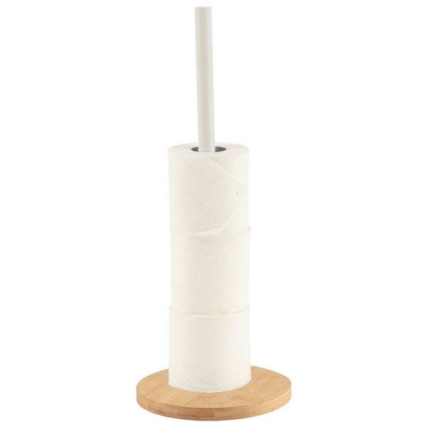 Stojak na papier toaletowy bambus metal biały 46.5 cm 1043691