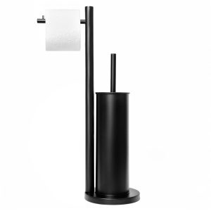 Stojak na papier toaletowy czarny i szczotka do WC czarna – Yoka 1066325 Stojak na papier toaletowy czarny i szczotka do WC czarna – Yoka 1066325