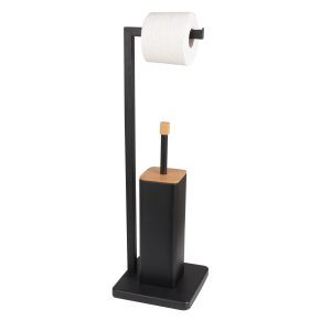 Stojak na papier toaletowy i szczotka do wc czarna bambus – Yoka 783232 Stojak na papier toaletowy i szczotka do wc czarna bambus – Yoka 783232