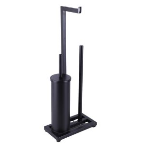 Stojak na papier toaletowy i szczotkę WC 3w1 czarny – Yoka 815933 Stojak na papier toaletowy i szczotkę WC 3w1 czarny – Yoka 815933