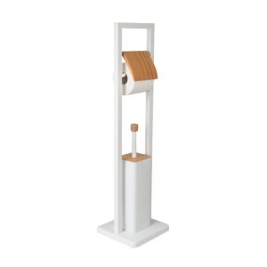 Stojak na papier toaletowy i szczotkę WC uchwyt na papier biały bambus – Yo 783228 Stojak na papier toaletowy i szczotkę WC uchwyt na papier biały bambus – Yo 783228