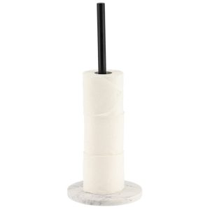 Stojak na papier toaletowy z marmurową podstawą biało-czarny 46,5 cm 1043694 Stojak na papier toaletowy z marmurową podstawą biało-czarny 46,5 cm 1043694