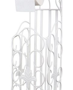 Stojak na papier toaletowy z pojemnikiem metalowy biały mat 75 cm 1043692 Stojak na papier toaletowy z pojemnikiem metalowy biały mat 75 cm 1043692