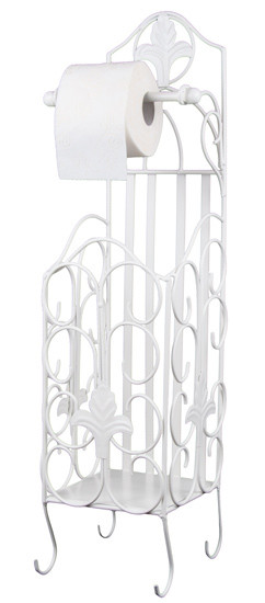Stojak na papier toaletowy z pojemnikiem metalowy biały mat 75 cm 1043692