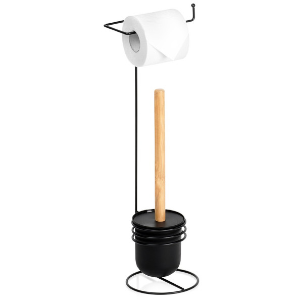 Stojak na papier toaletowy ze szczotką czarny 53 cm 791252
