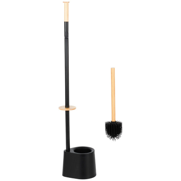Stojak na papier toaletowy ze szczotką czarny 66 cm 748180