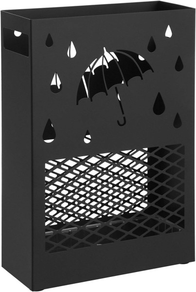 Stojak na parasole 28x12x41 cm KOSZ OCIEKACZ haczyki czarny LUC004B01 297541