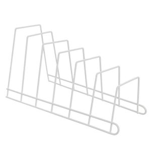 Stojak na pokrywki i talerze metalowy biały 34x17xx18,5 cm 194483 Stojak na pokrywki i talerze metalowy biały 34x17xx18,5 cm 194483