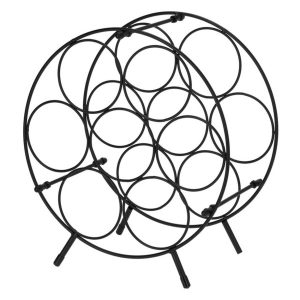 Stojak na wino okrągły h33,5 cm metalowy czarny 991137 Stojak na wino okrągły h33,5 cm metalowy czarny 991137