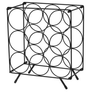 Stojak na wino prostokątny h36,5 cm metalowy czarny 991138 Stojak na wino prostokątny h36,5 cm metalowy czarny 991138
