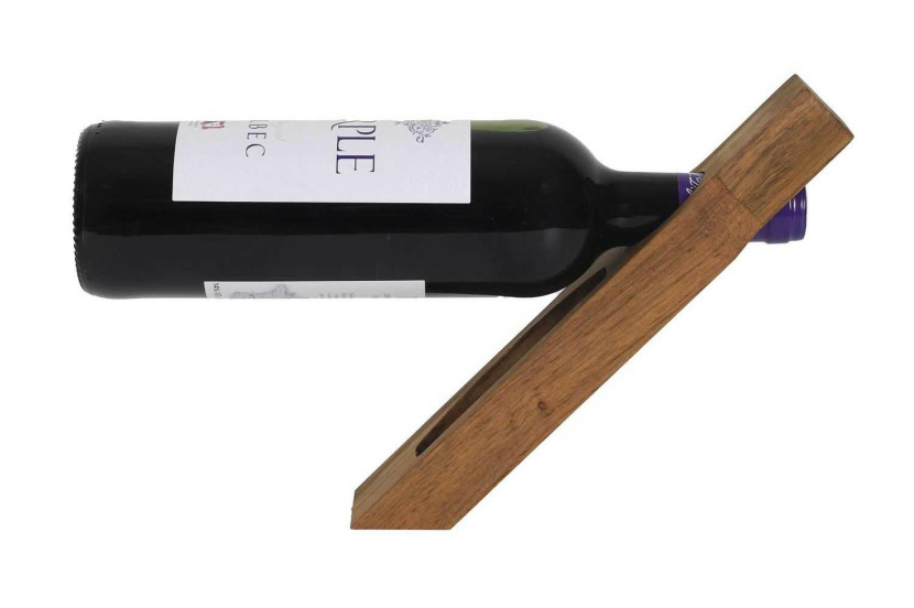 Stojak na wino z korkociągiem GRAVINO drewniany na 1 butelkę 989877
