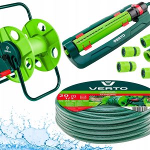 Stojak + Wąż Ogrodowy 20m 1/2” + Zraszacz + Złączki VERTO 218522