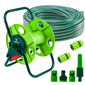 Stojak + Wąż Ogrodowy 20m 1/2” + Zraszacz + Złączki VERTO 218526