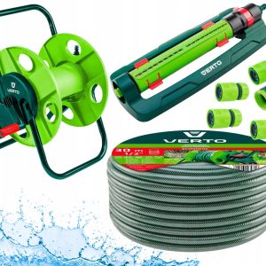 Stojak + Wąż Ogrodowy 30m 1/2” + Zraszacz + Złączki VERTO 218520