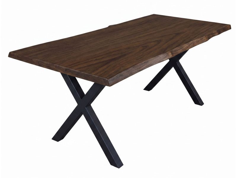Stół 180x90 dębowy Natur Live Edge – naturalna krawędź, kolor dąb Chocolate 1036183