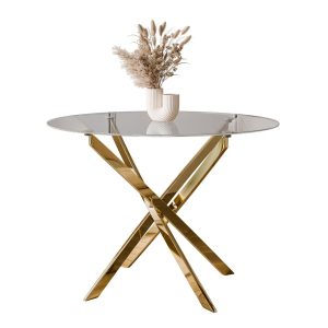Stół BEIRA 90 cm złoty chrom/szklany blat 202308 Stół BEIRA 90 cm złoty chrom/szklany blat 202308