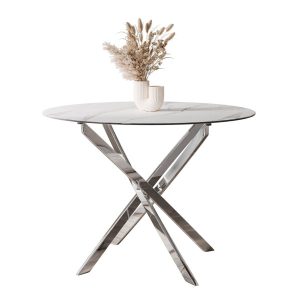 Stół BEIRA II 90 cm chrom/calacatta 202304 Stół BEIRA II 90 cm chrom/calacatta 202304