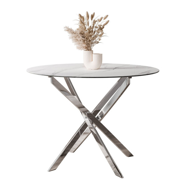 Stół BEIRA II 90 cm chrom/calacatta 202304