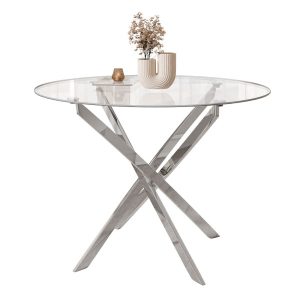 Stół CRISTAL 100 cm chrom/szklany blat 202305 Stół CRISTAL 100 cm chrom/szklany blat 202305