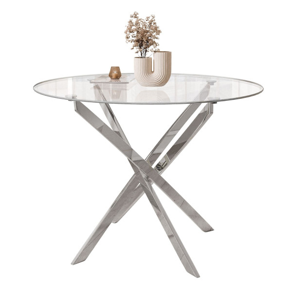 Stół CRISTAL 100 cm chrom/szklany blat 202305